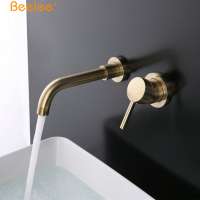 Beelee Wall Mounted Basin Mixer Brush Gold Concealed Basin Faucet