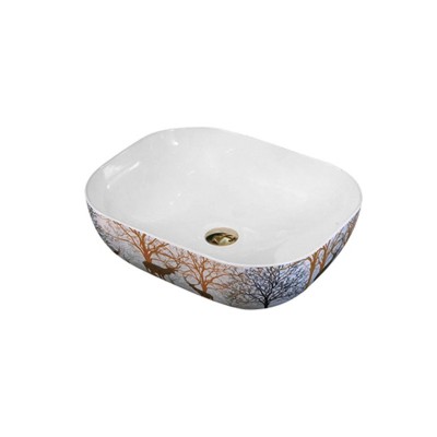 Basins Modern Bathroom Sink Western Ceramic Art Rectangle Shape Wash Basin