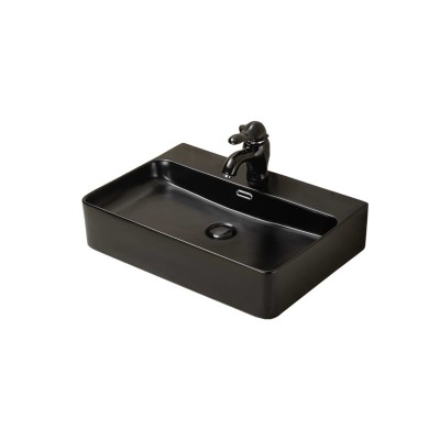 top quality ceramic rectangle black sanitary wares wash basin bathroom