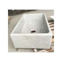 Deep Bianco Carrara White Marble Bathroom Cabinet Sink, Granite Stone Sinks Basin Sink