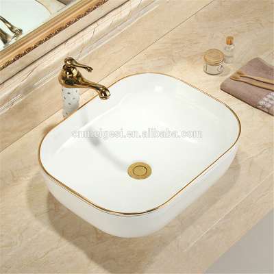 Top Selling Ceramic Decoration Hand Painted Gold Wash Basins Sink