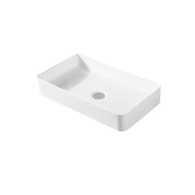 Top Glaze Sink Ceramic Rectangle Vessel Bathroom Art Wash Basin For Dining