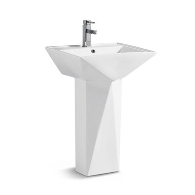 cheap price bathroom smooth stand washing white hand ceramic pedestal basin