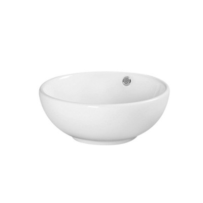 Custom Made Round Design Deep White Countertop Ceramic Sink Bathroom Wash Basin