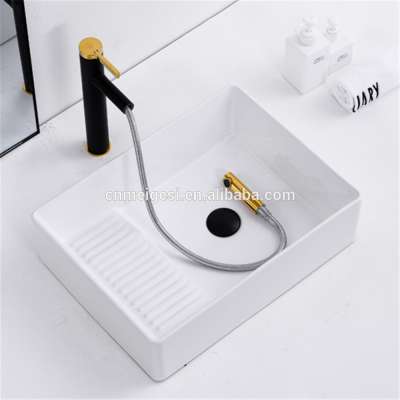 Low Price Ceramic Table Top Rectangle Basins Clothes Wash Basin