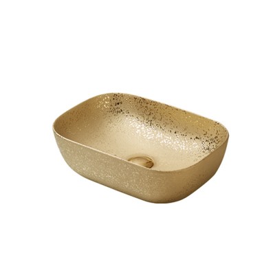 China Wholesale New Designs Countertop Bathroom Gold Hand Ceramic Wash Basin