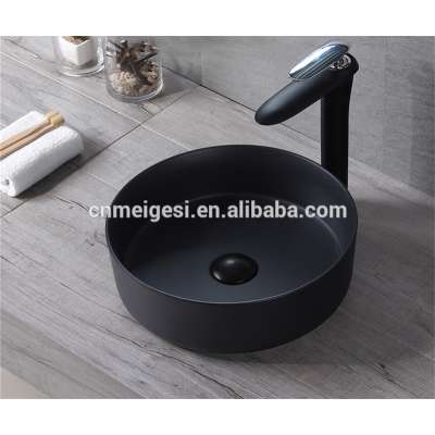 Good Quality Ceramic Luxury Round Matt Black Counter Top Wash Basin