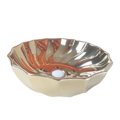 Oem Fashion Golden Design Sink Pottery Low Price Wash Basin Hotel Bathroom Sink